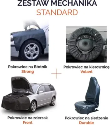 Standard mekanikersæt med beskyttelsesovertræk – 4 dele