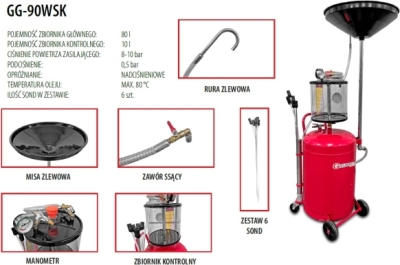 80 liters olieudsuger med 10 liters kontrolbeholder