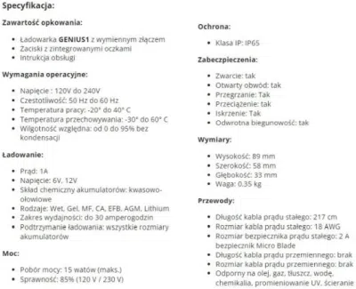 GENIUS1 automatisk batterilader 1 A til 6 V og 12 V