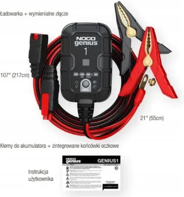 GENIUS1 automatisk batterilader 1 A til 6 V og 12 V