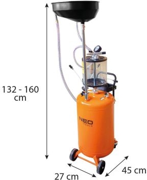 Mobil pneumatisk olieopsamler og oliesuger med kontroltank – 70 L