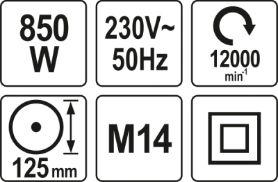 YATO vinkelsliber 850 W – 125 mm