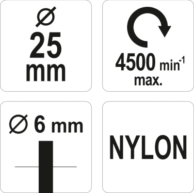 Roterende nylonbørste med skaft – 25 mm