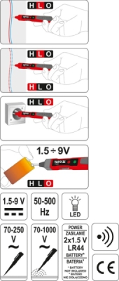 Universal spændingstester med LED og lydsignal