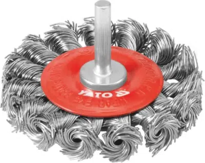Skivebørste med skaft og flettet tråd – 75 mm