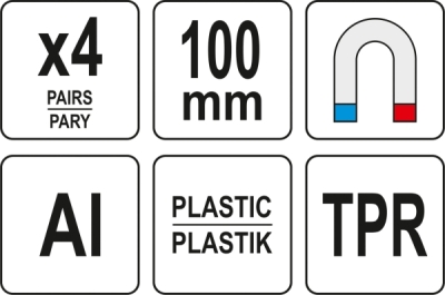 Magnetiske beskyttelsesbakker til skruestik – 100 mm, 4 par