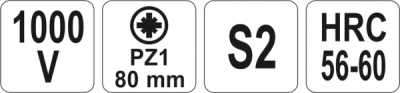 Isoleret PZ1-skruetrækker 80 mm