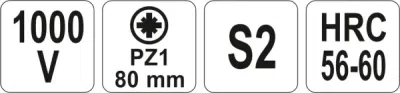 Isoleret PZ1-skruetrækker 80 mm