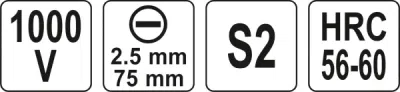 Isoleret skruetrækker 1000 V – 2,5 × 75 mm