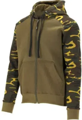 Hættetrøje med lynlås i khaki camouflage – str. M