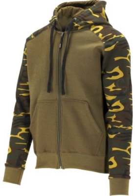 Hættetrøje med lynlås i khaki camouflage – str. M