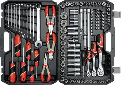 Komplet værktøjssæt 1/4", 3/8" og 1/2" – 129 dele