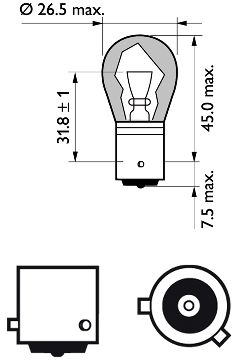 PY21W gul blinklyspære 12 V 21 W BAU15s
