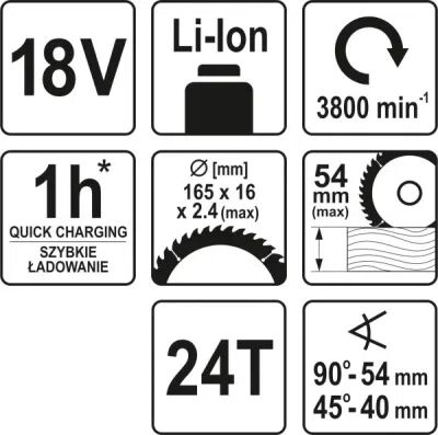 18 V håndrundsav med 165 mm klinge – uden batteri og lader