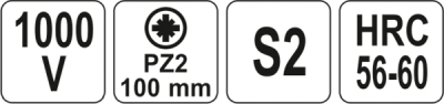 Isoleret PZ2-skruetrækker 100 mm