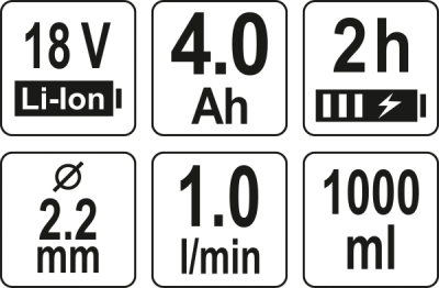18 V akku-malingssprøjte med 4,0 Ah batteri og oplader