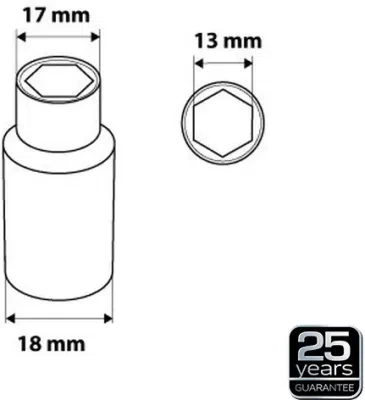 Lang 3/8″ top – 13 mm i CrV-stål