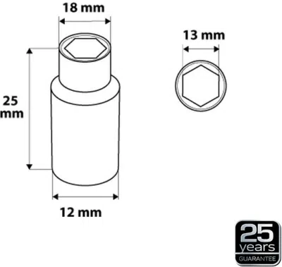1/4" sekskanttop 13 mm med Superlock