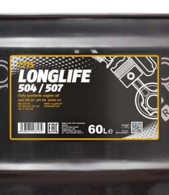 Mannol 5W30 60L. LONGLIFE 504/507