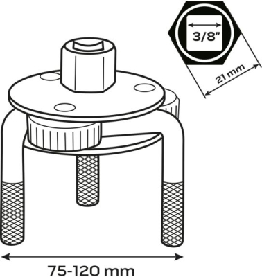 Justerbar oliefilternøgle 75-120 mm med adapter