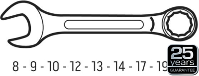 Kort fastnøglesæt 8-19 mm – 8 dele