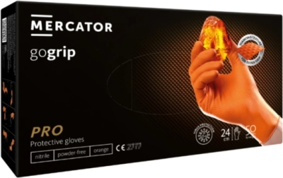 GoGrip pudderfri nitrilhandsker med diamantstruktur – orange, str. L, 50 stk.