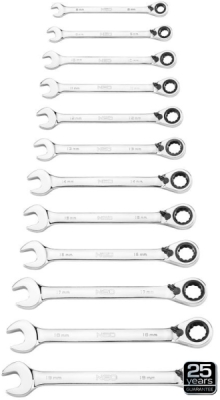 Vendbart skraldenøglesæt 8-19 mm – 12 dele