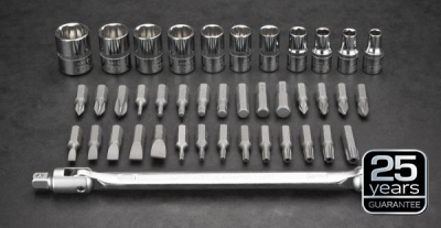 1/4" topnøgle- og bitsæt – 41 dele