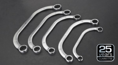 Bøjede dobbelte ringnøgler 9-22 mm – 5 dele