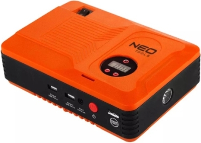 Multifunktionel jumpstarter med 14 Ah powerbank, kompressor og LED-lygte