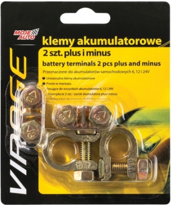 Virage batteriklemmer – plus og minus, 2 dele