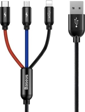 3-i-1 multikabel med USB-C, Lightning og Micro-USB – 1,2 m