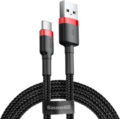 Baseus USB-A til USB-C ladekabel 3 A – 1 m – sort/rød