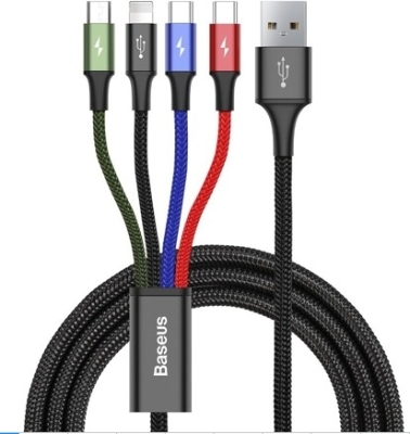 Baseus 4-i-1 multikabel – 2 x USB-C, Lightning og Micro-USB