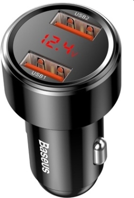 Baseus Magic biloplader 2x USB QC 3.0 45W (sort)