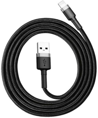 USB til Lightning-ladekabel 2,4 A – 1 meter – grå/sort