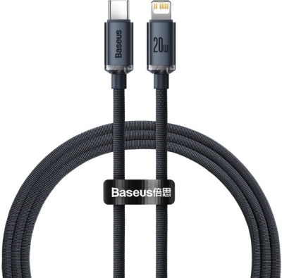Baseus Crystal Shine USB-C til Lightning-kabel – sort