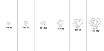 Møtriksortiment Rustfrie (300 stk.) (M3-M10)
