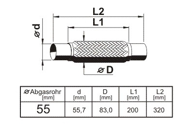 Flexrør (55,7x200mm)