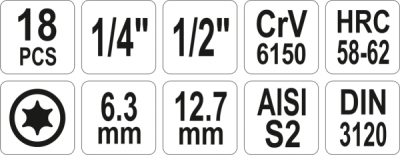 Torx-sæt (18 dele) (T10-T60MM)