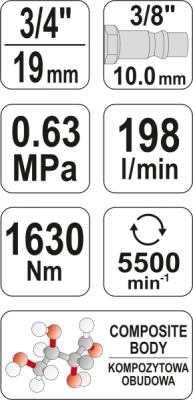 Slagnøgle 1/2" (Luft) (570Nm)