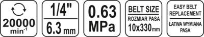 Båndsliber 10x330mm (Trykluft)