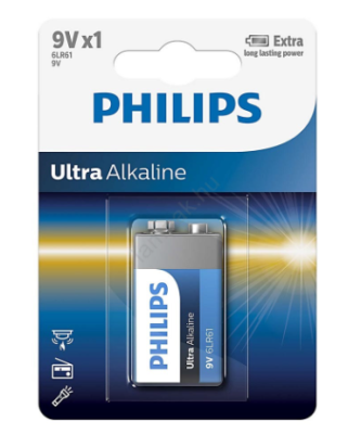 Philips 6LR61E1B/10 - Alkáli elem 6LR61 ULTRA ALKALINE 9V 600mAh