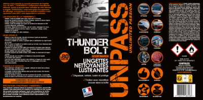 UNPASS THUNDERBOLT víz nélküli tisztító és polírozó törlőkendő (80 db-os nagy kiszerelés + mikroszálas kendő)