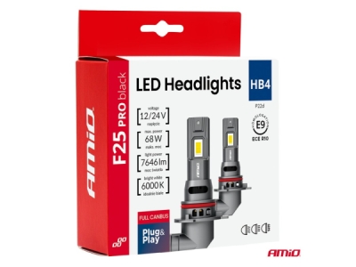 AMIO LED Žiarovky hlavného svietenia Séria F25 PRO BLACK FULL CANBUS HB4 68W - 04723