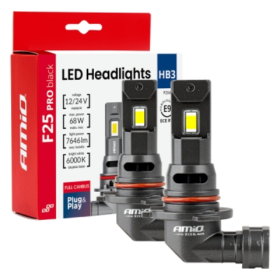 AMIO LED Žiarovky hlavného svietenia Séria F25 PRO BLACK FULL CANBUSHB3 68W - 04722
