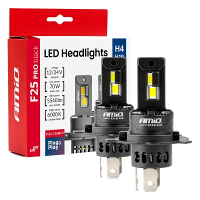 AMIO LED Žiarovky hlavného svietenia Séria F25 PRO BLACK FULL CANBUS H4 H19 70W - 04719