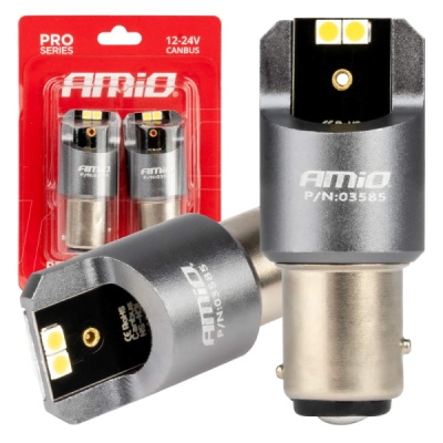 AMIO LED Žiarovky CANBUS PRO BAY15D P21/5W 4x3030 SMD White 12/24V - 03585