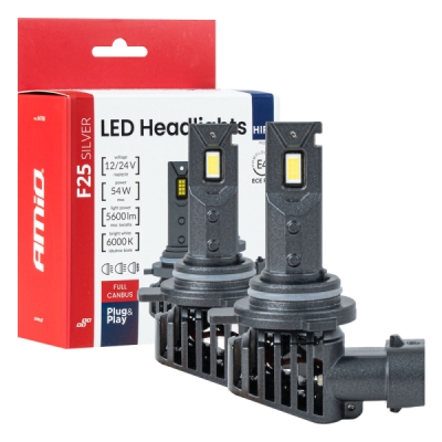 AMIO LED Žiarovky hlavného svietenia Séria F25 SILVER FULL CANBUS HIR2 9012 54W 12V 24V - 04708