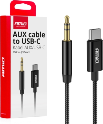 AMIO Kábel USB-C na typ AUX Mini jack 3,5mm 1m - 04294
